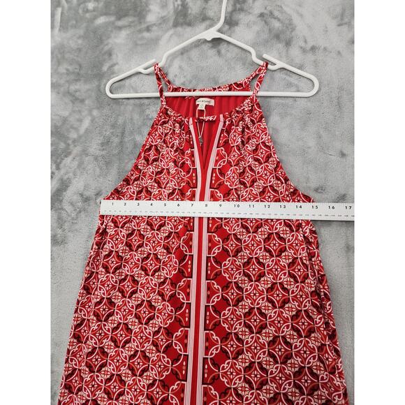 NEW Max Studio Patterned Halter Dress Size S Red Viney Dial Print Shelf Bra - Picture 10 of 12